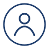 Simple blue outline of a person inside a circle on a white background, commonly used as a generic user or profile icon—ideal for representing services such as a DC area college admissions consultant.