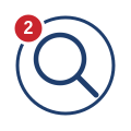 Magnifying glass icon with a red notification badge showing the number 2 in the top left corner, symbolizing timely updates and alerts from your trusted DC area college admissions consultant.
