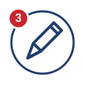 Blue outlined pencil icon with a red notification bubble displaying the number 3 in the top left corner, on a light background—perfect for a DC area college admissions consultant looking to stay organized and on top of important updates.
